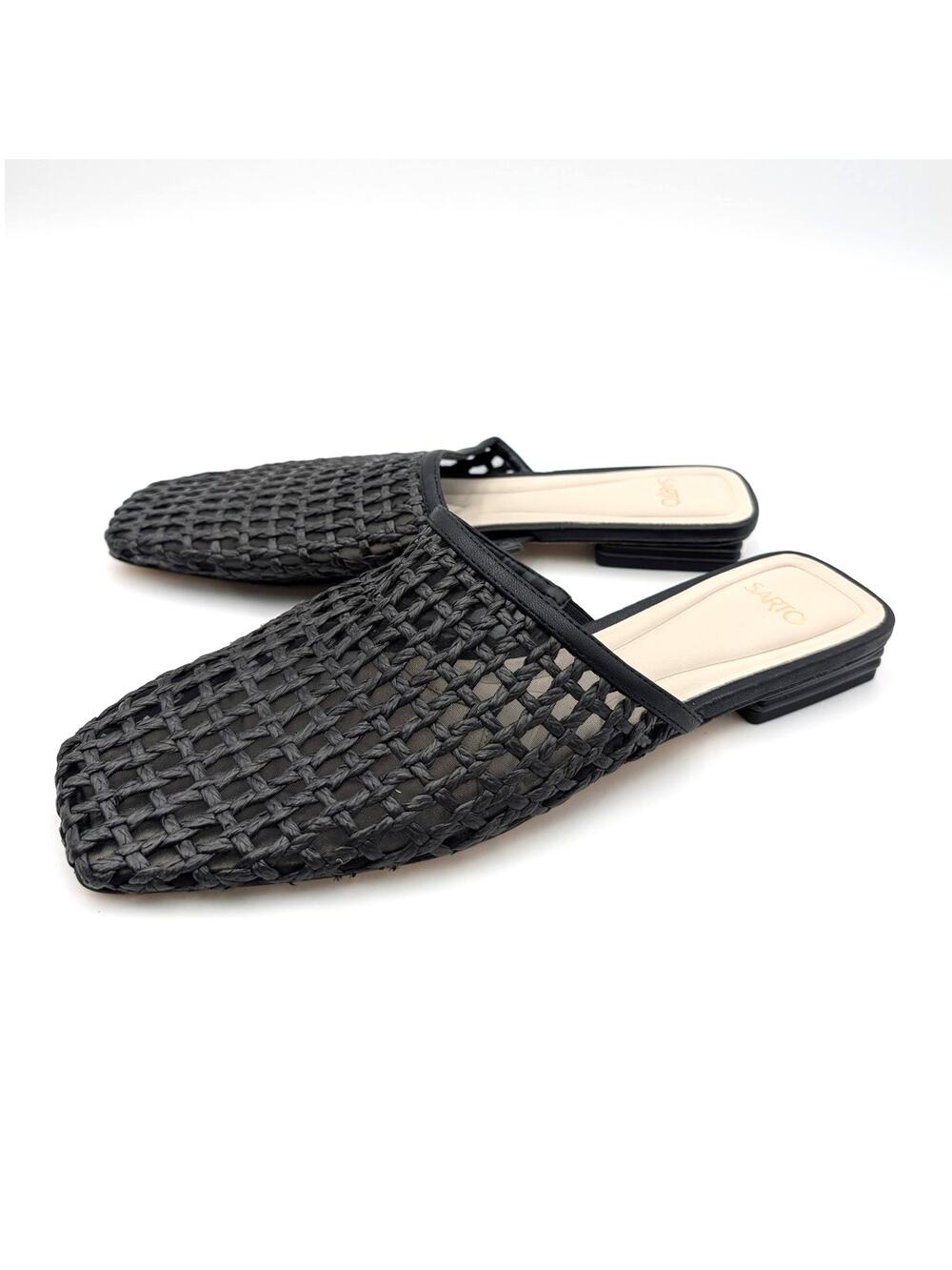 Franco Sarto Tomika 2 Mule Shoes Square Toe Women's Black Size US8.5M EU39